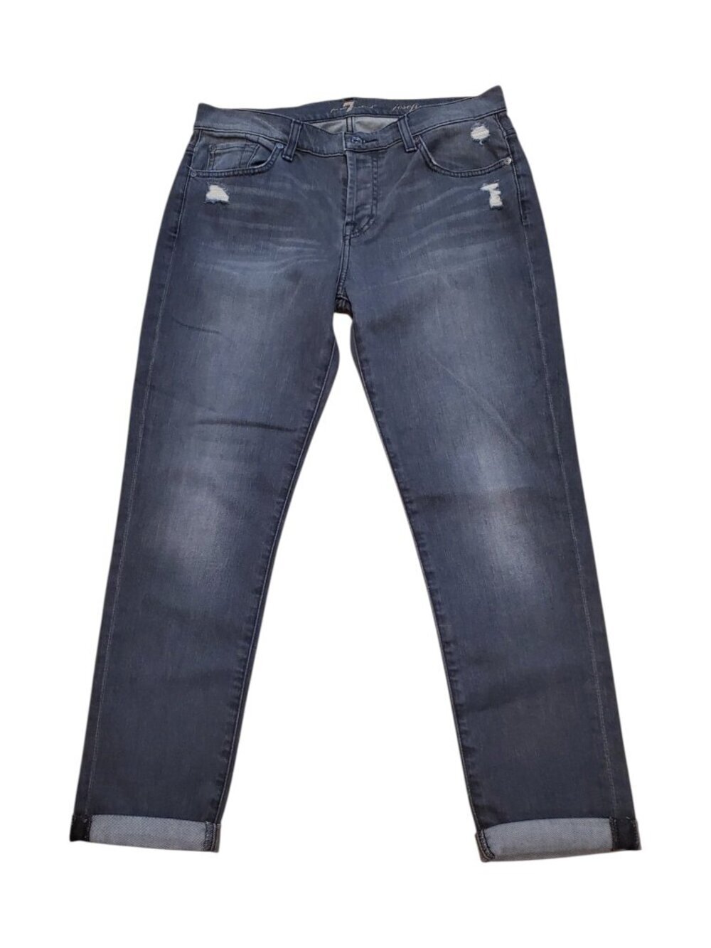 7 For All Mankind Jeans Josefina Skinny Boyfriend Buttonfly Jeans |Gray Wash